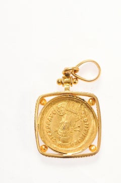 Gold Solidus Pendant set in 22K gold