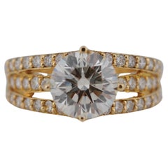 Gold Solitaire Ring with 2ct Diamond Brilliant clarity:VVS1