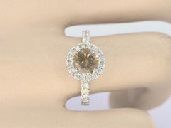 18K Gold Contemporary Diamond Ring, 1.01ct Fancy Cognac Center Stone