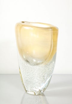 Vaso alto in vetro italiano di Murano Glass Sommerso color oro
