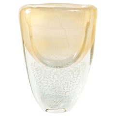 Tall Gold Sommerso Italian Murano Glass Vase