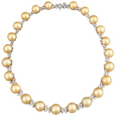 Gold South Sea Pearl and Diamond Necklace