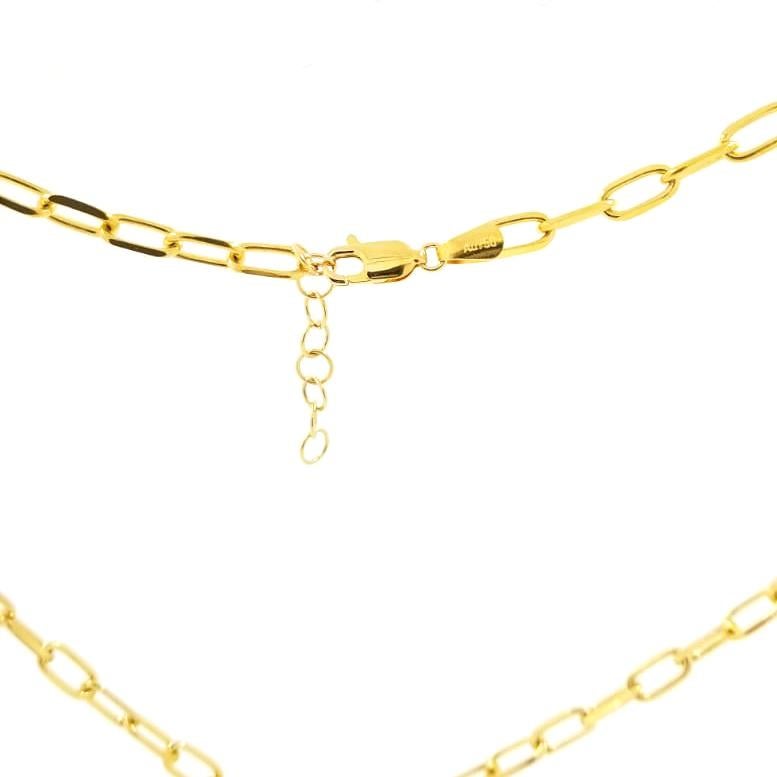 This necklace is a testament to classic beauty and modern charm, blending the natural allure of the sea with the sparkle of diamonds. The piece is fashioned from 18K yellow gold, a metal chosen for its rich color and timeless appeal.

The necklace