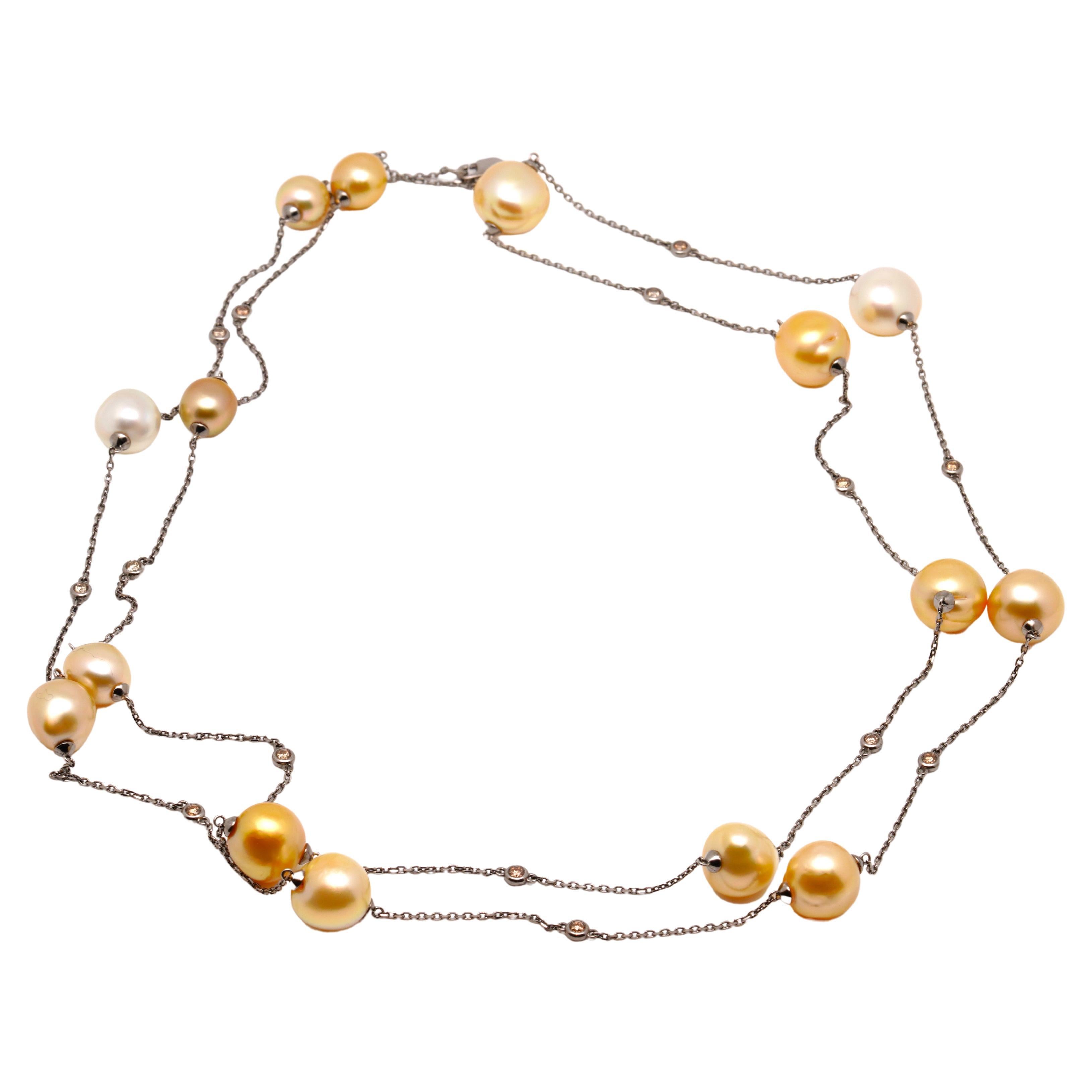 Gold South Sea Pearl & Diamond Necklace, 18K Gold, Austy Lee