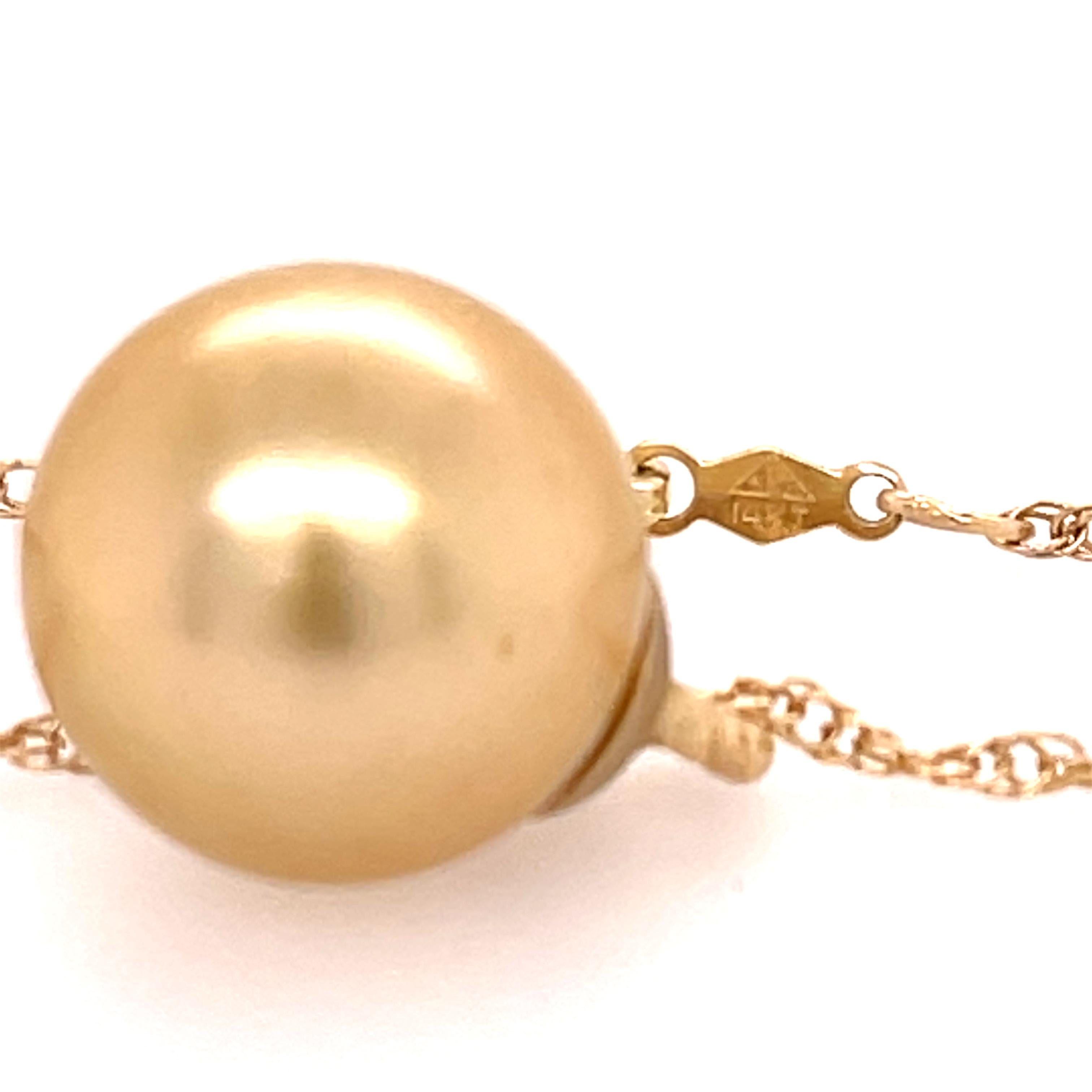 Uncut Gold South Sea Pearl Pendant Necklace For Sale