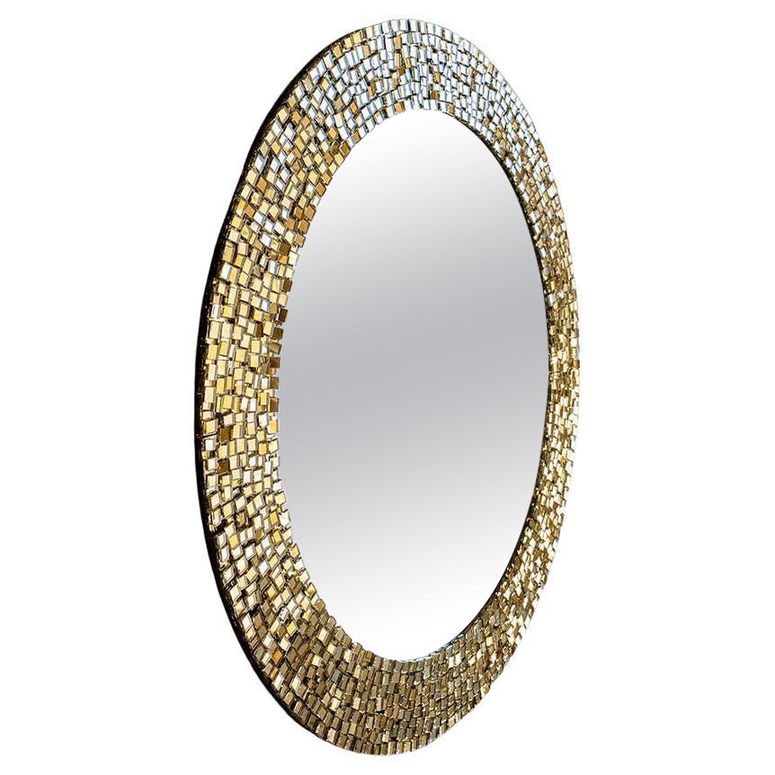 Gold Sovrapposto Round Mirror by Davide Medri For Sale
