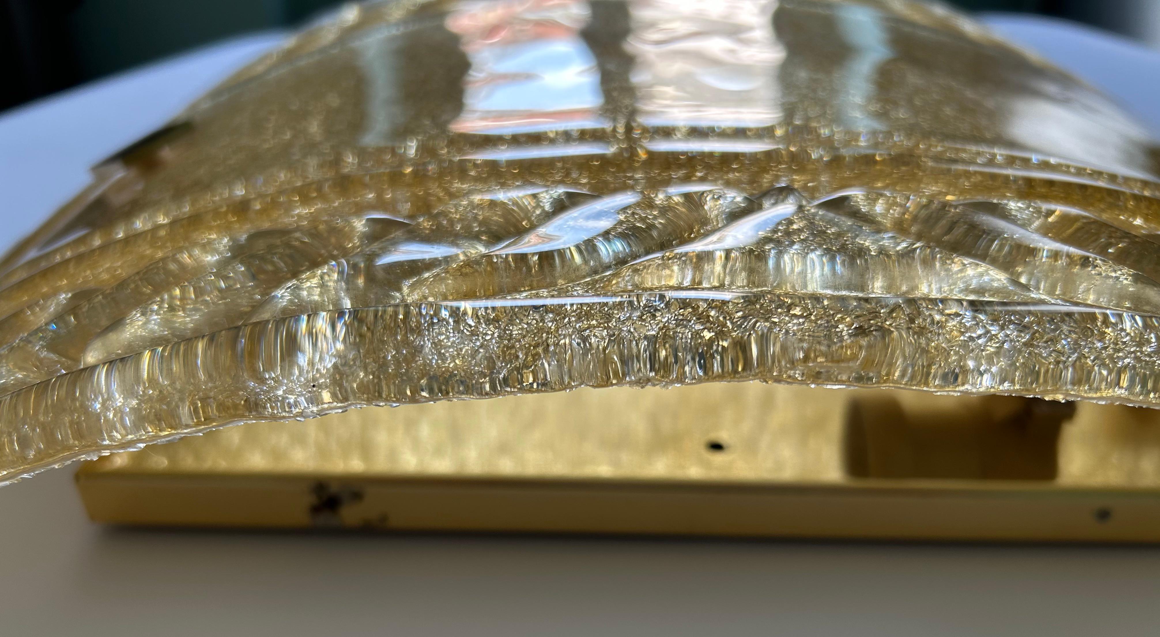 Blown Glass Gold Sparkle in The Night, Three Marvelous Murano Wall Lights, 1990's For Sale
