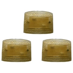 Vintage Gold Sparkle in The Night, Three Marvelous Murano Wall Lights, 1990's