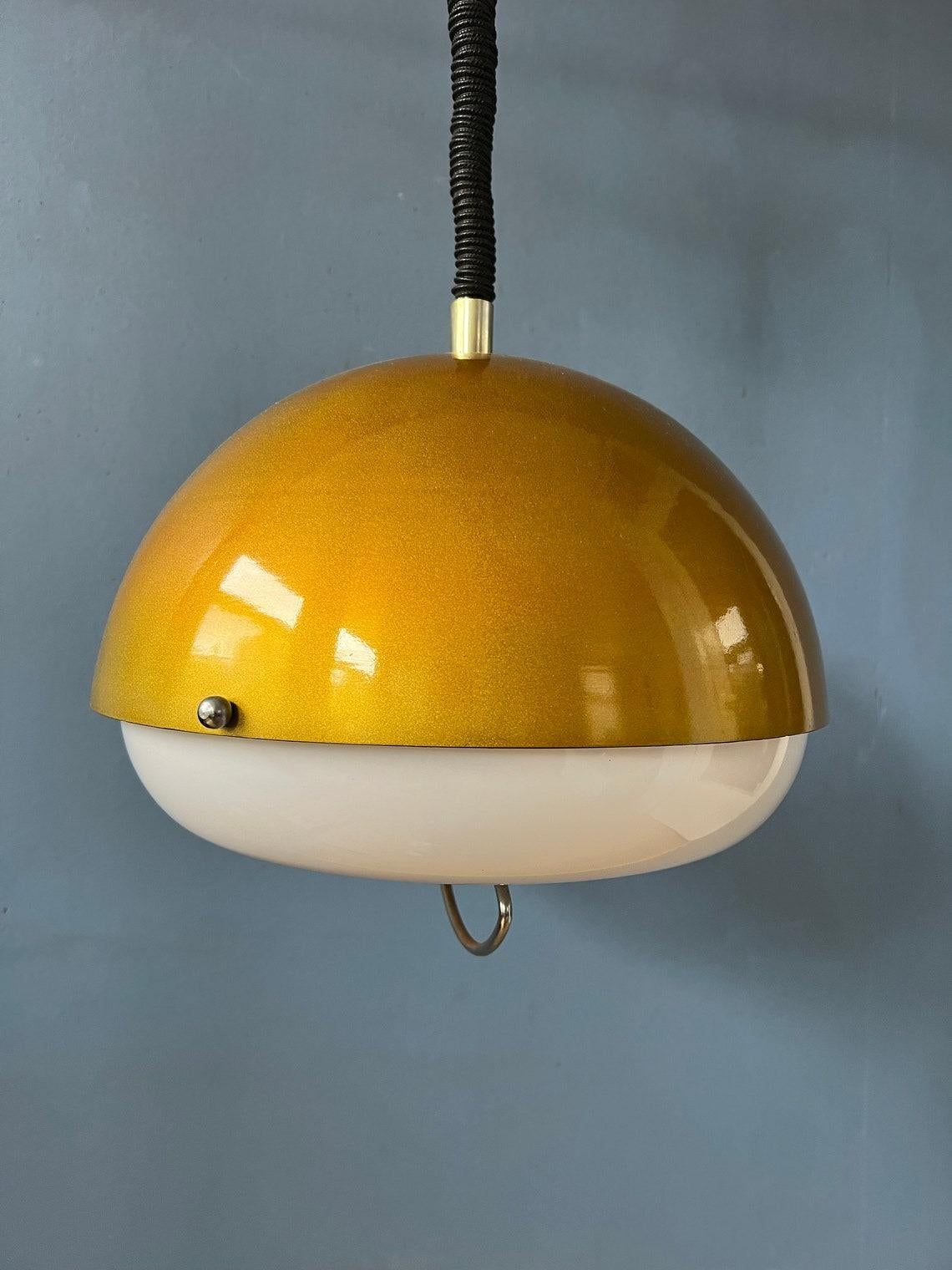 Gold Sparkle Mid Century Pendant Lamp - Space Age Hanging Lamp, 1970s For Sale 1