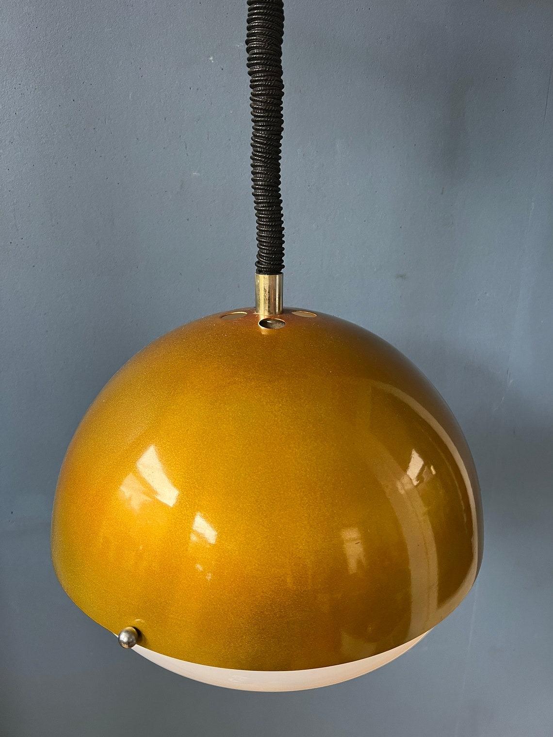 Gold Sparkle Mid Century Pendant Lamp - Space Age Hanging Lamp, 1970s For Sale 2