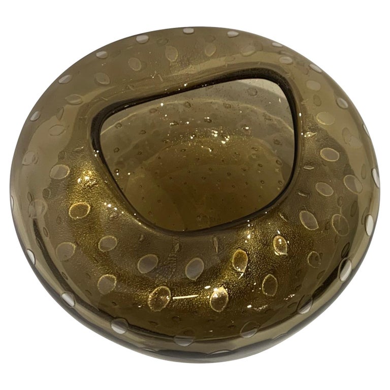 Gold Speckled Blown Glass Bowl, Brazil, Contemporary For Sale at 1stDibs