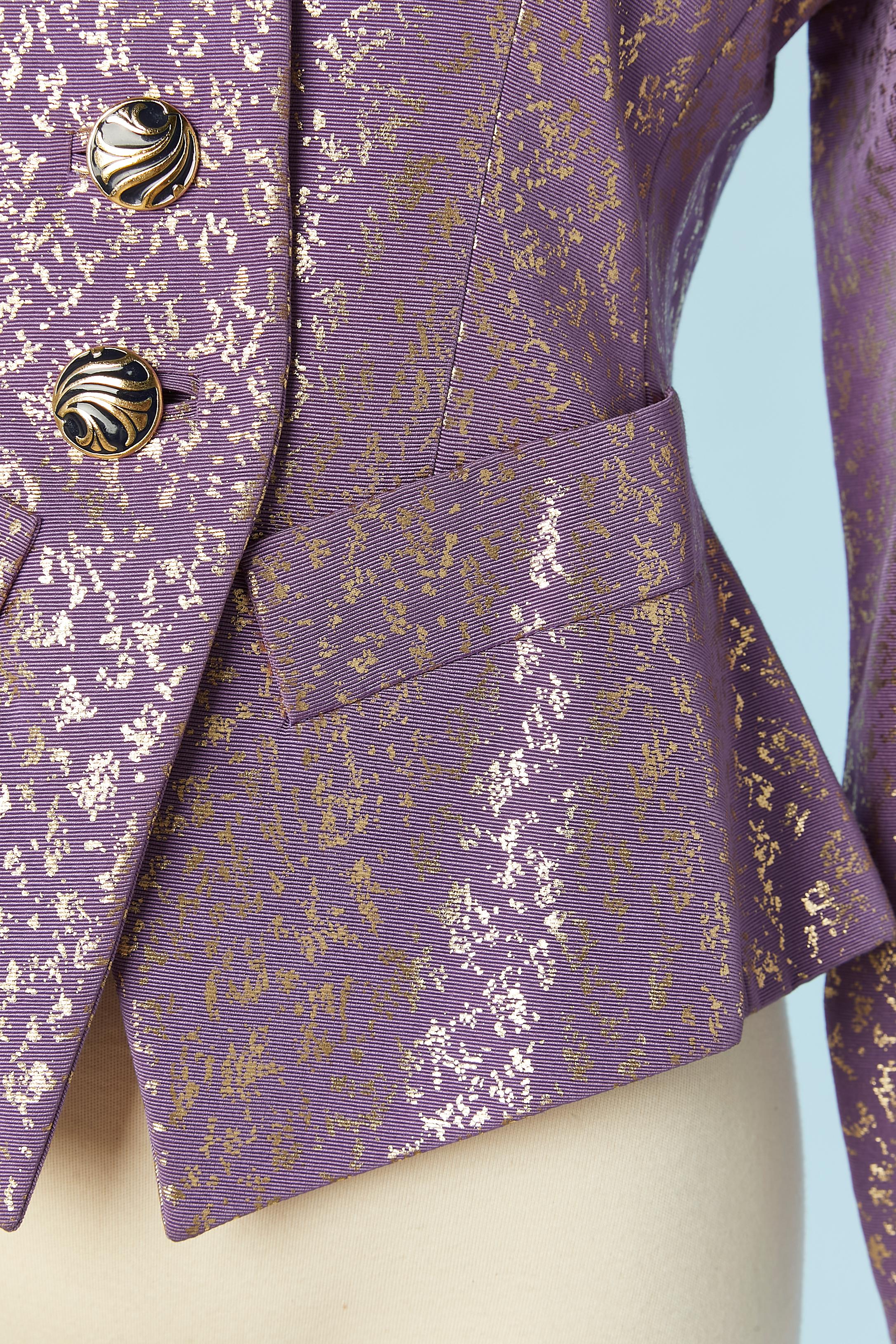 Gris Soirée en tissu violet moucheté d'or  veste  Yves Saint Laurent Rive Gauche  en vente
