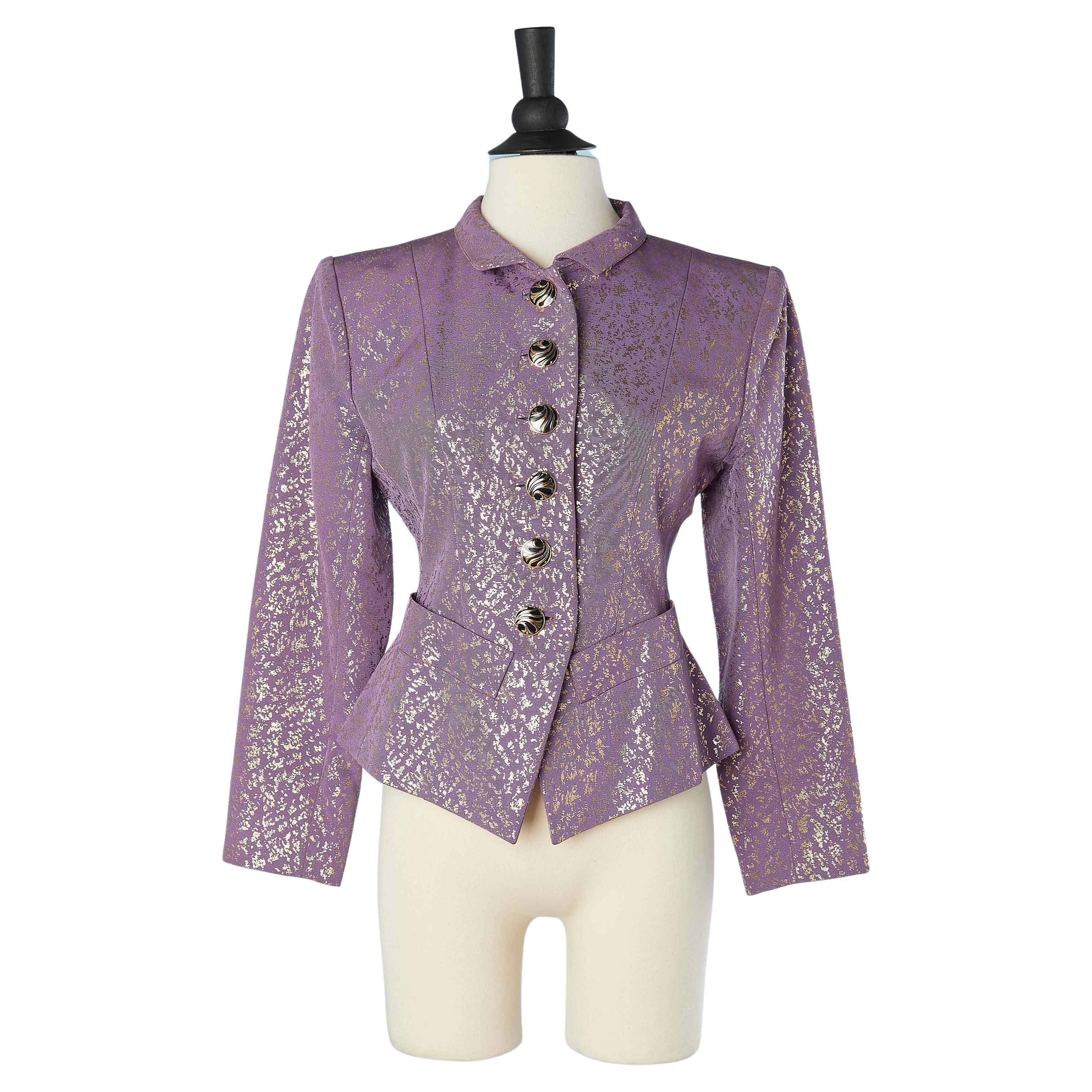 Gold speckled purple fabric evening  jacket  Yves Saint Laurent Rive Gauche  For Sale
