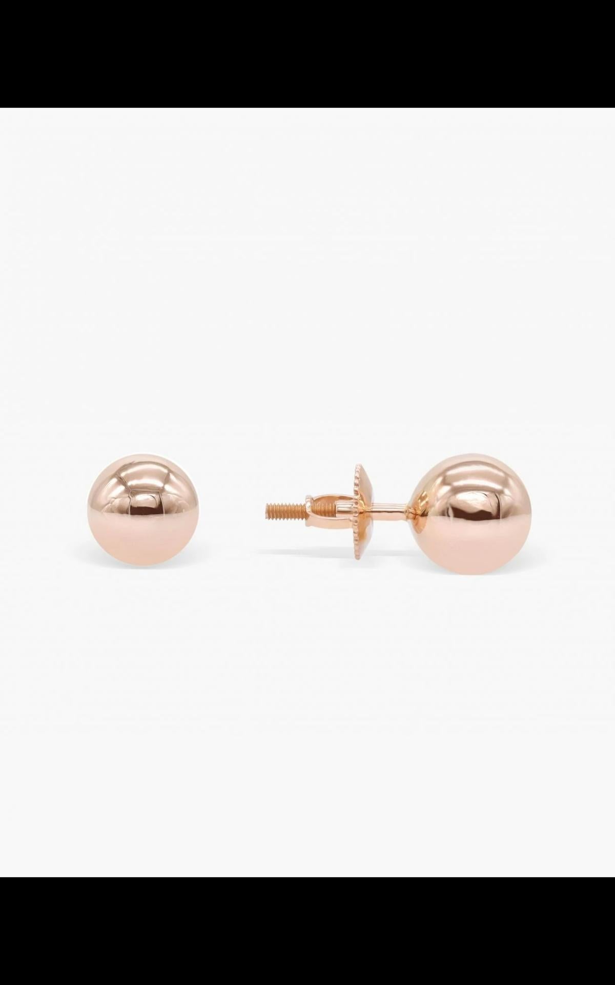 Art Deco Gold Sphere Studs 14k Solid Gold Genuine Solid Gold Jewelry Small Sphere. For Sale
