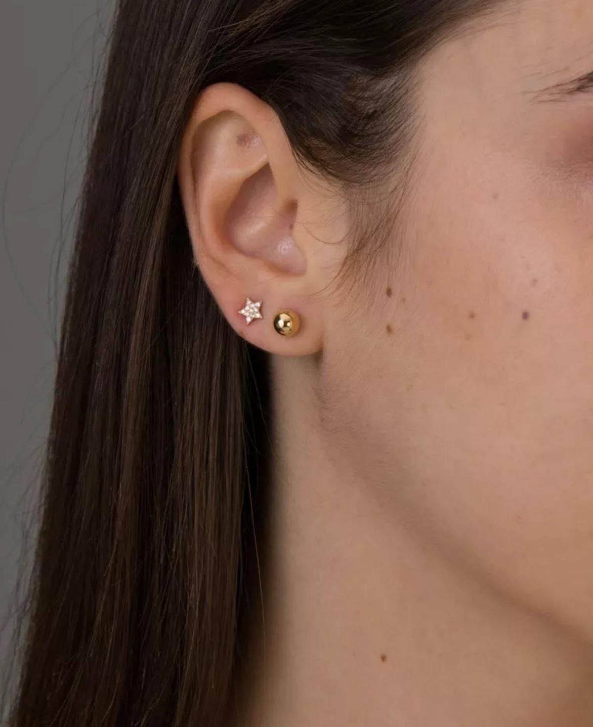 Gold Sphere Studs 14k Solid Gold Genuine Solid Gold Jewelry Small Sphere. For Sale 1