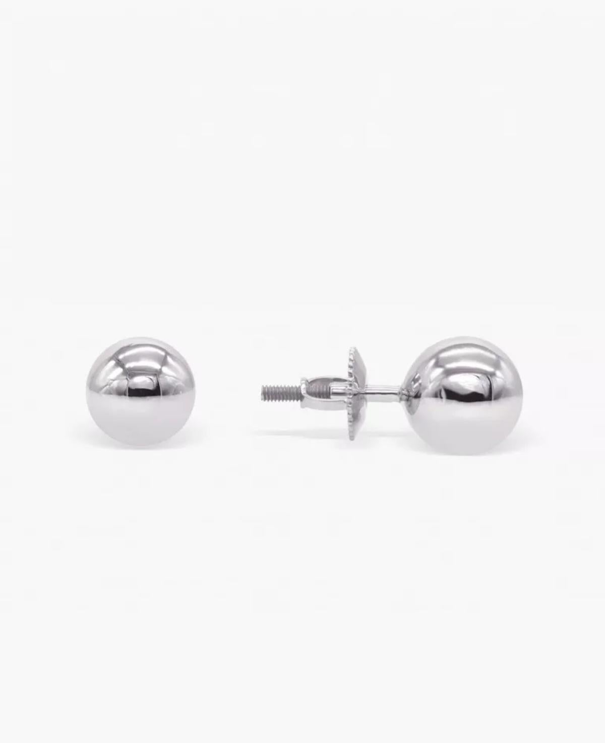 Gold Sphere Studs 14k Solid Gold Genuine Solid Gold Jewelry Small Sphere. For Sale 2