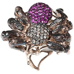 Gold Spider and Web Ring Pavè