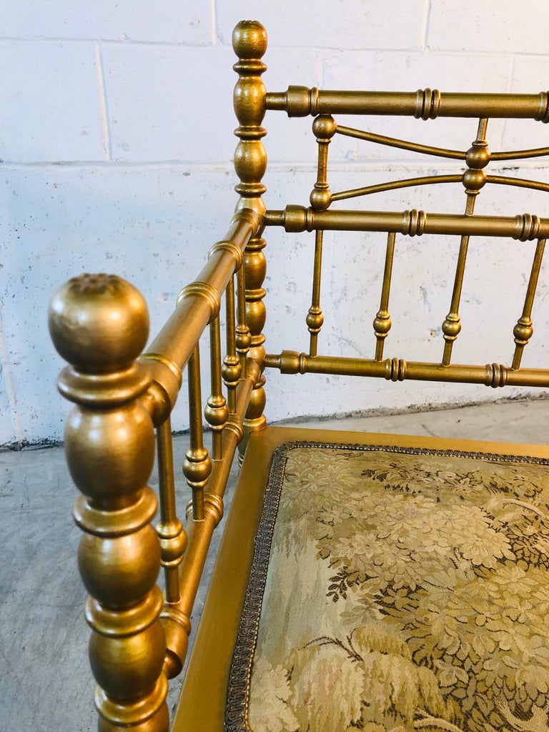 Gold Spindle Back Corner Chair with Floral Fabric Seat For Sale at 1stDibs