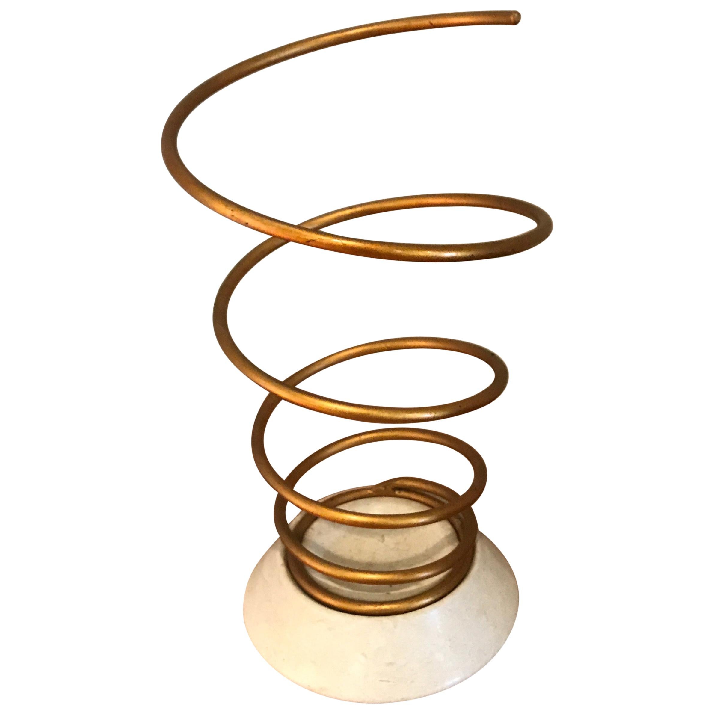 Gold Spiral Umbrella Stand by Bunny Williams For Sale