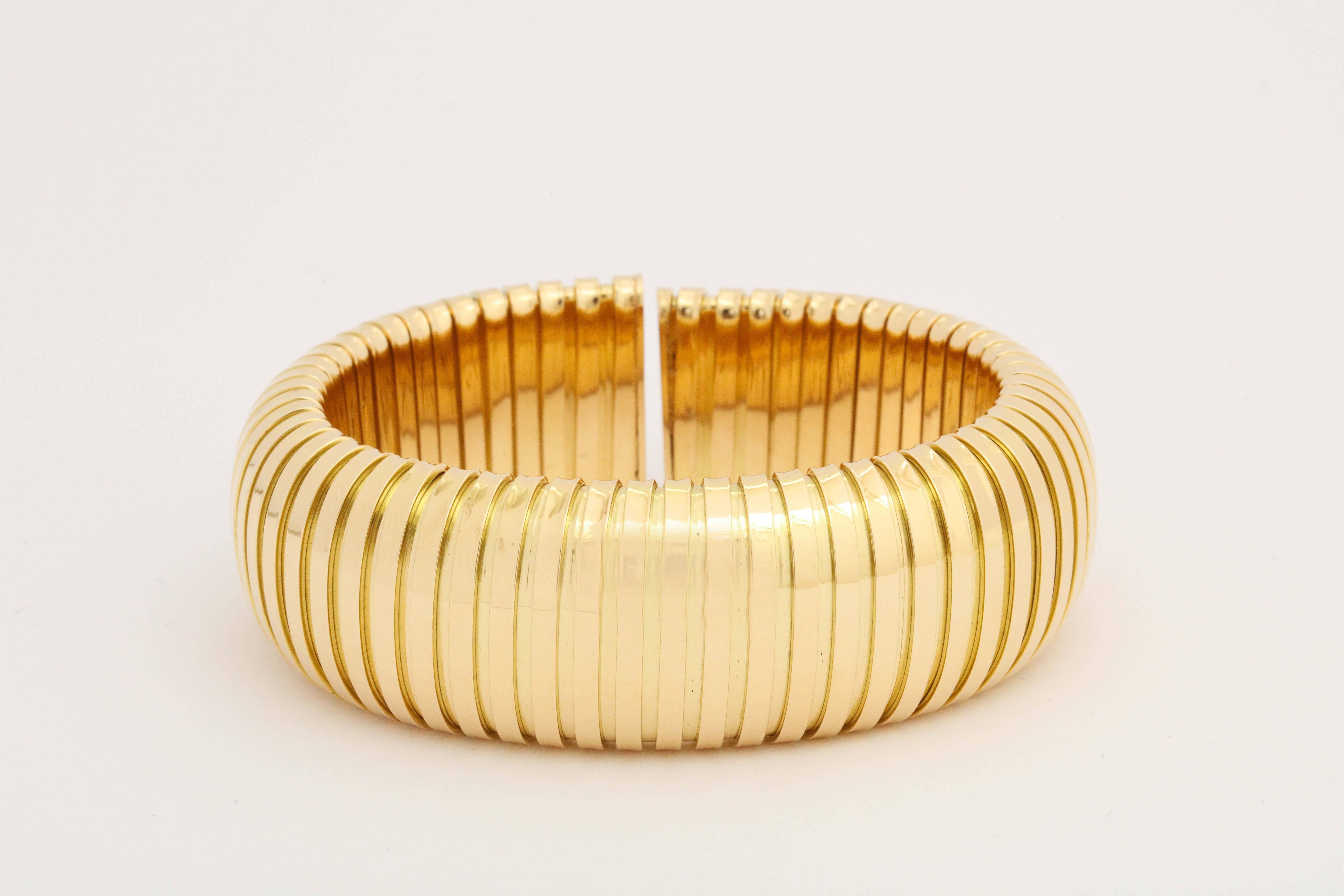 Contemporary Gold Spring Loaded Tubogas Bracelet