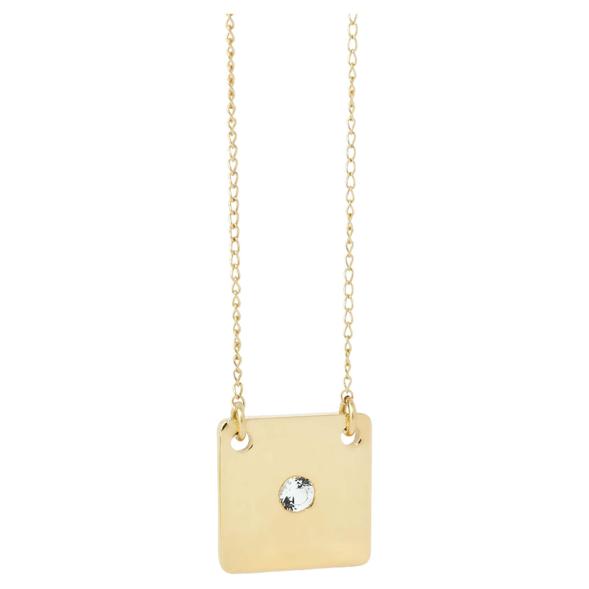 Gold Square Disk Necklace For Sale