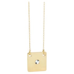 Gold Square Disk Necklace