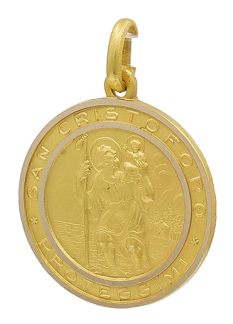 Gold St. Christopher Medal with Car at 1stDibs | gold st christopher ...