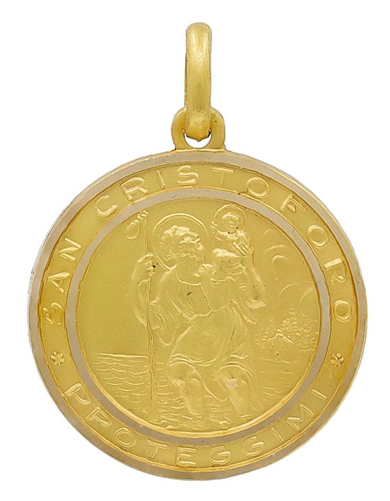 Gold St. Christopher Medal with Car at 1stDibs | gold st christopher ...
