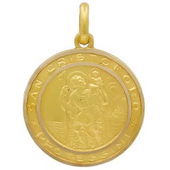 Vintage Gold St. Christopher Medal with Car