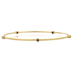 Gold Stacking Bangle in 18K Solid Yellow Gold with Black Diamonds 
