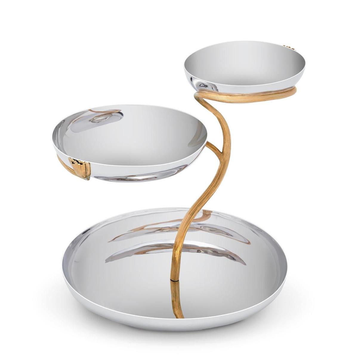 Cup gold stalk 3 large with 3 polished stainless steel
Bowls and with polished stainless steel 24-karat gold
Plated stalk.
