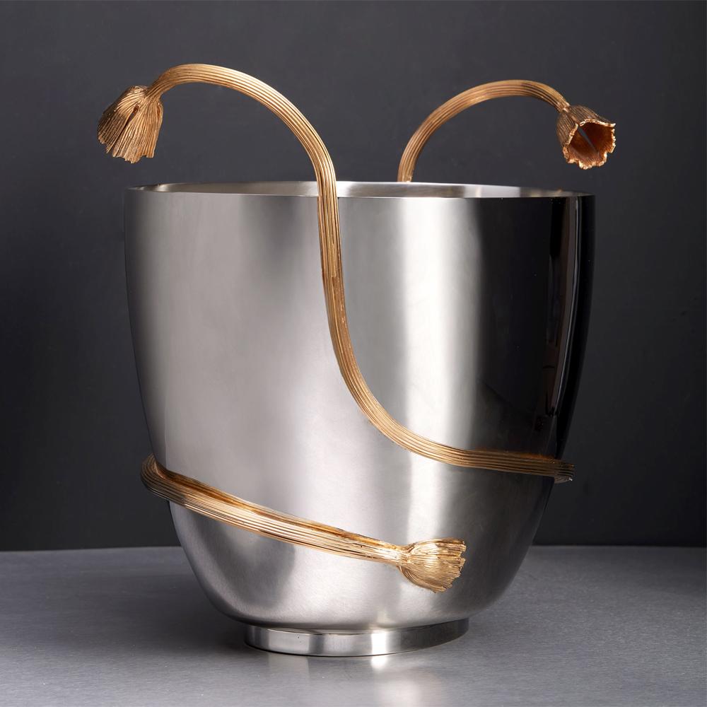 Gold Stalk Champagne Cooler with 24-Karat Gold-Plated In New Condition For Sale In Paris, FR