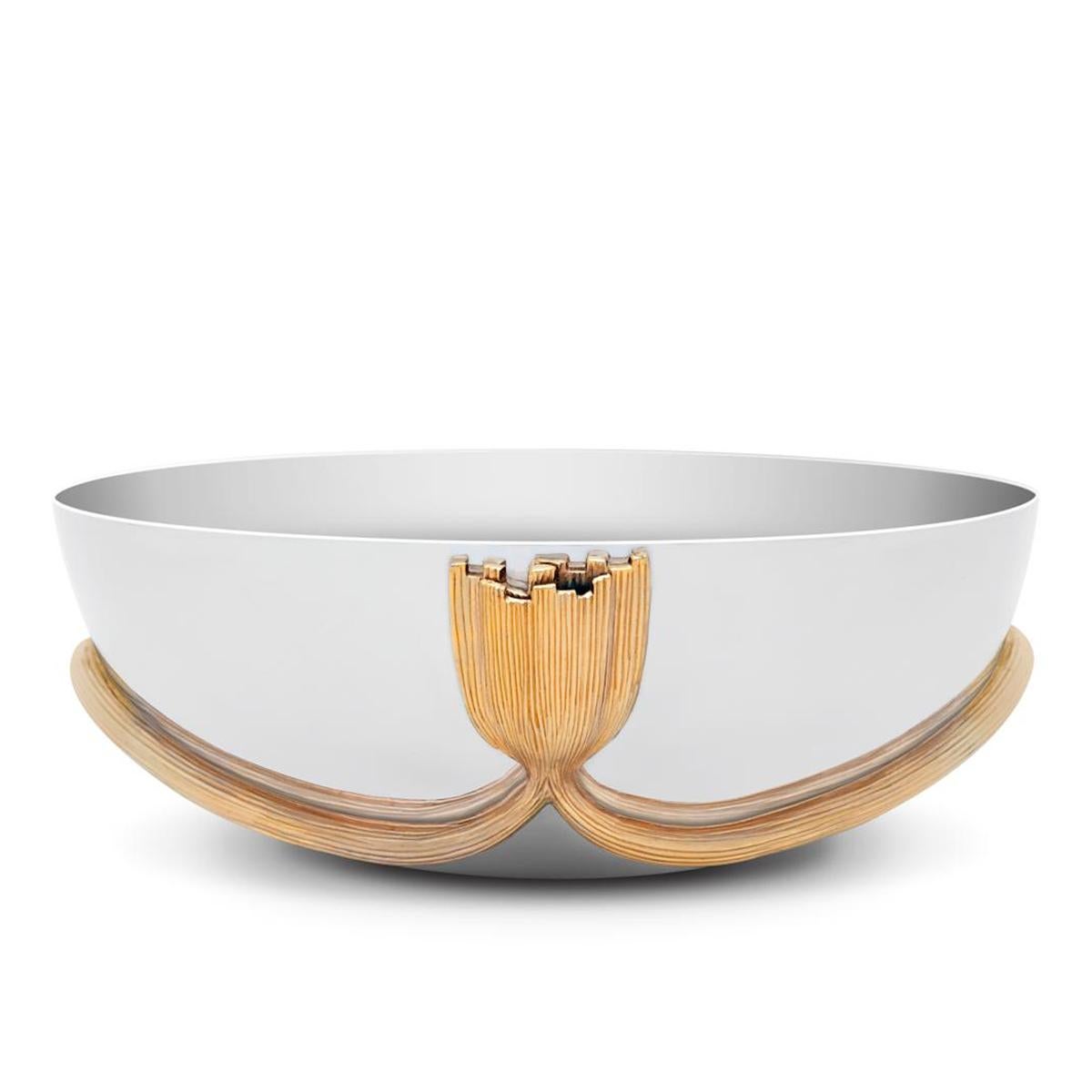Bowl gold stalk large in polished stainless
steel with 24-karat gold-plated stalk. Delivered
in a luxury gift box.