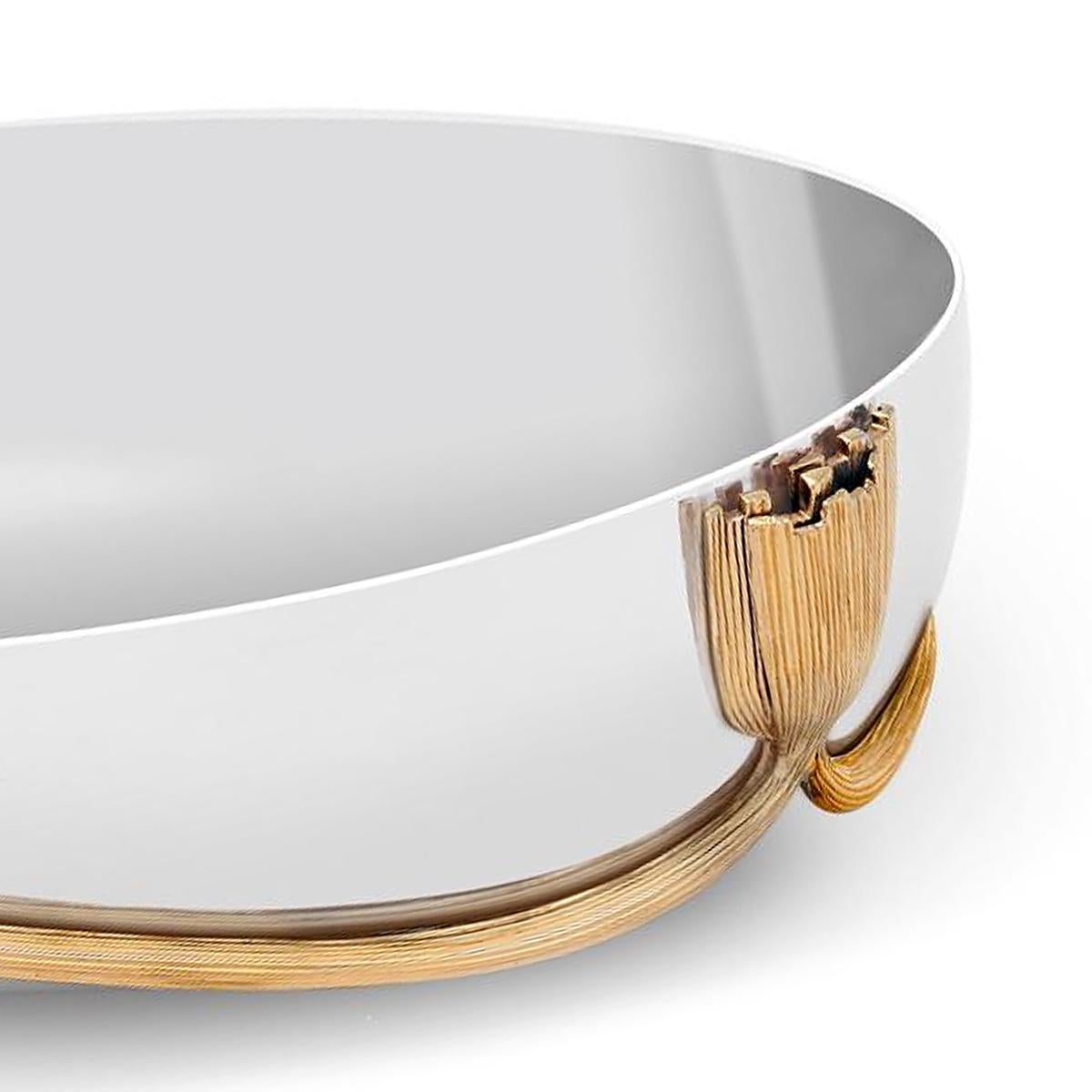 Hand-Crafted Gold Stalk Large Bowl with 24-Karat Gold-Plated For Sale