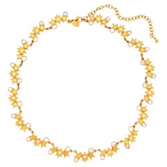 Gold Star Link Choker Necklace By Kirks Folly, 1980s