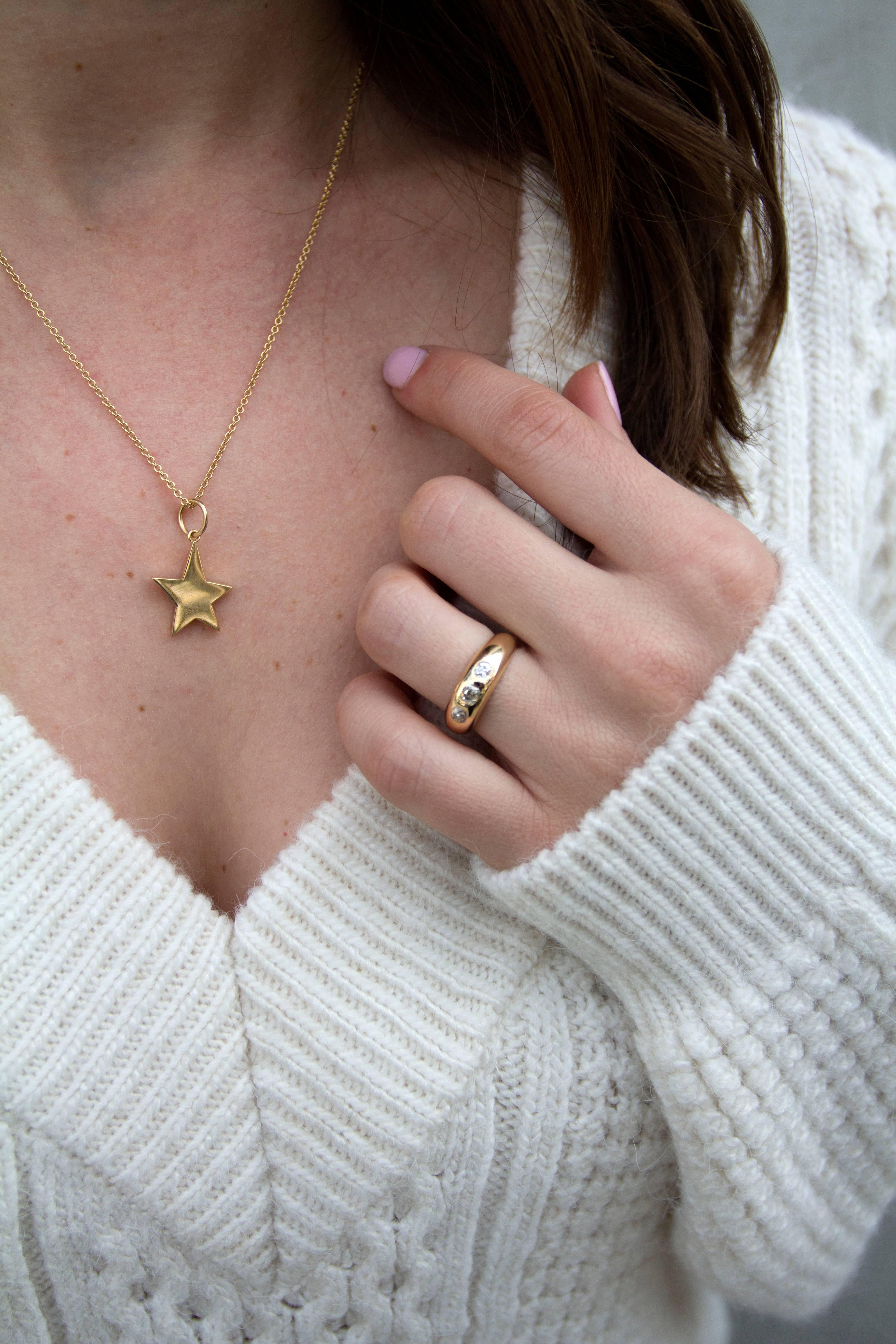 Handcrafted 18K Yellow Gold Star Charm on an 18