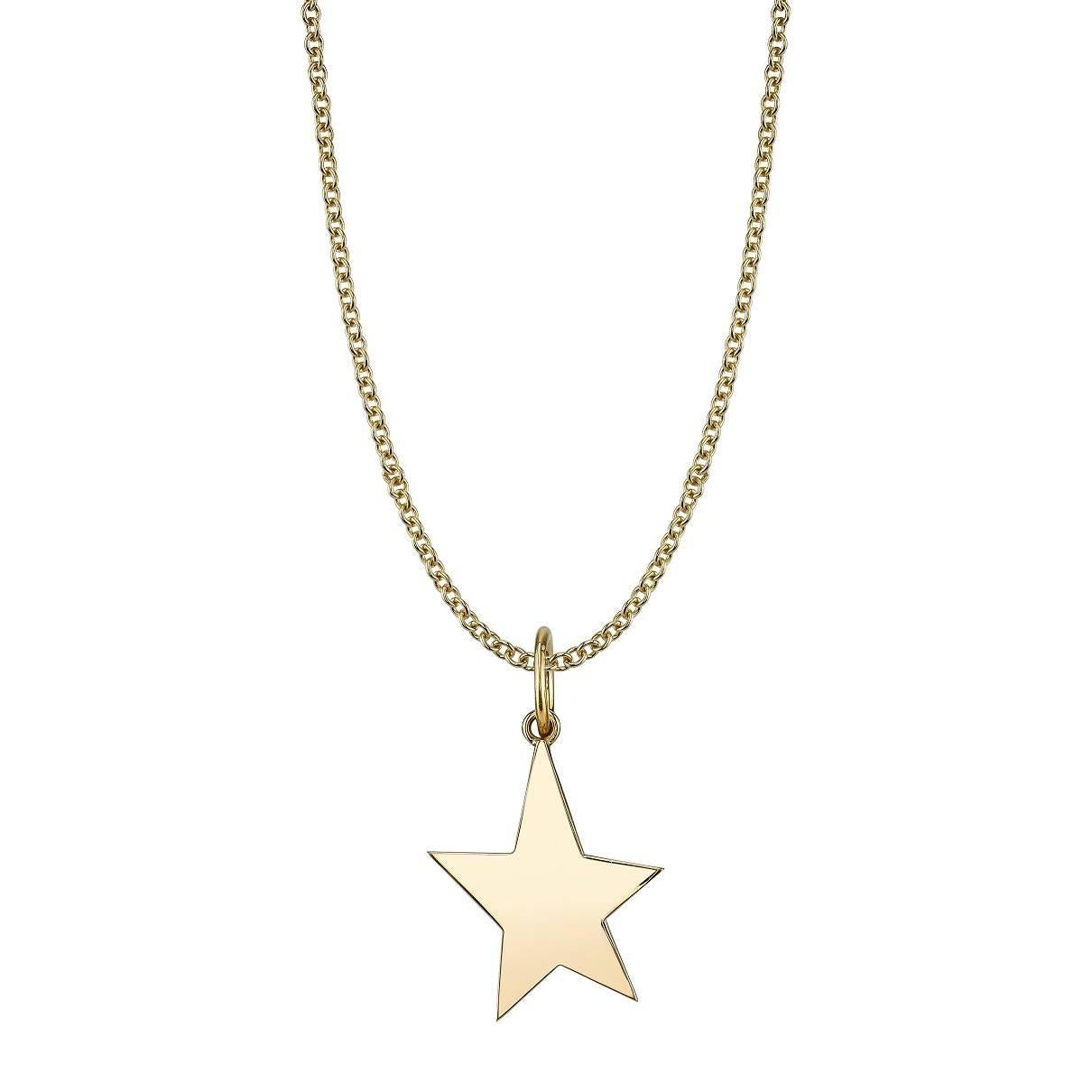 Handcrafted 18K Yellow Gold Star Charm on an 18" 18K Yellow gold chain