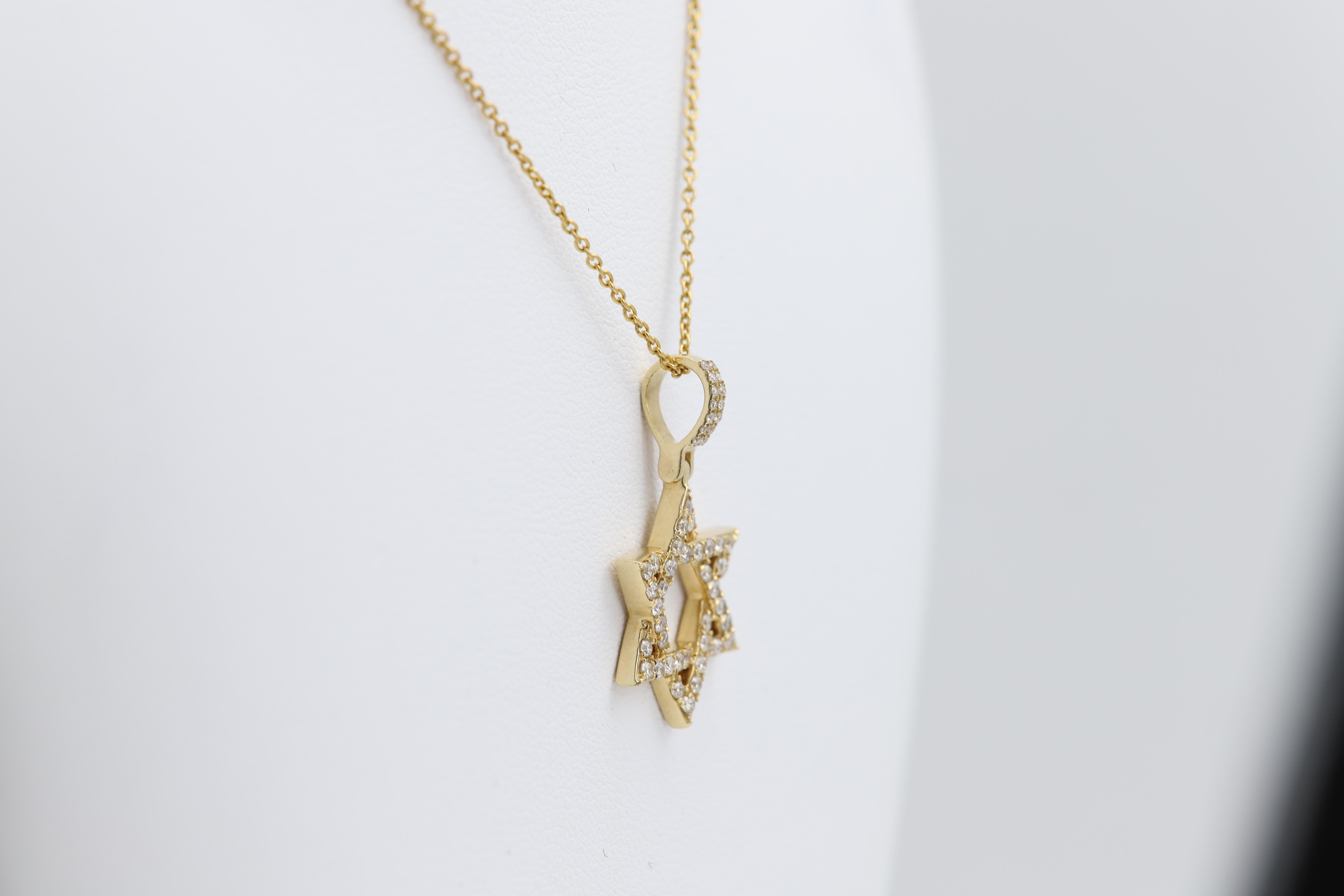 Gold Star of David Natural Diamonds 14 Karat Yellow Gold In New Condition For Sale In Brooklyn, NY