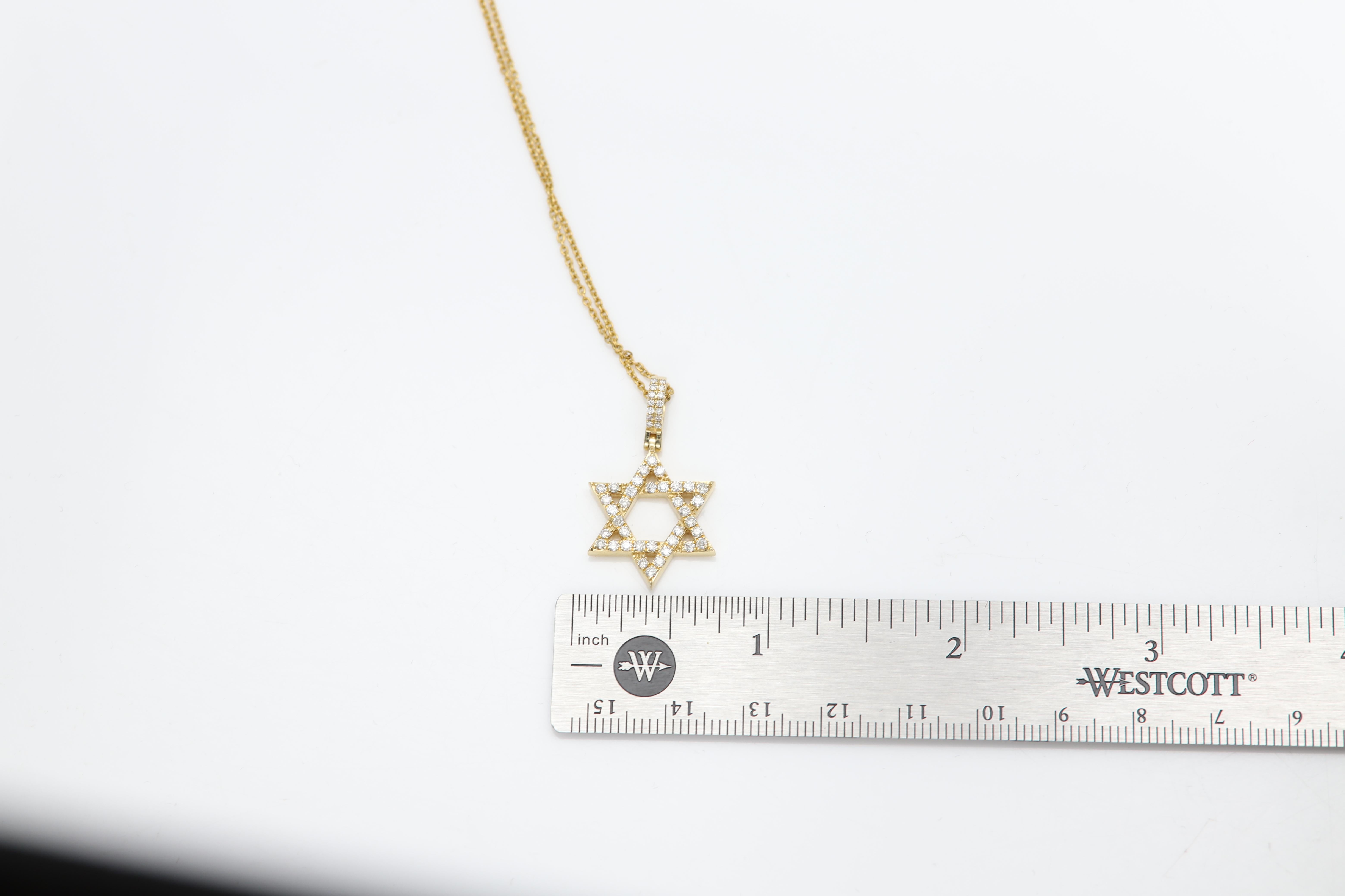 Women's Gold Star of David Natural Diamonds 14 Karat Yellow Gold For Sale