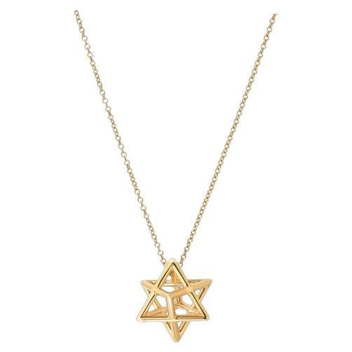 Collana unica con stella di David Ciondolo moderno placcato oro 3D - Regalo ebraico di lusso