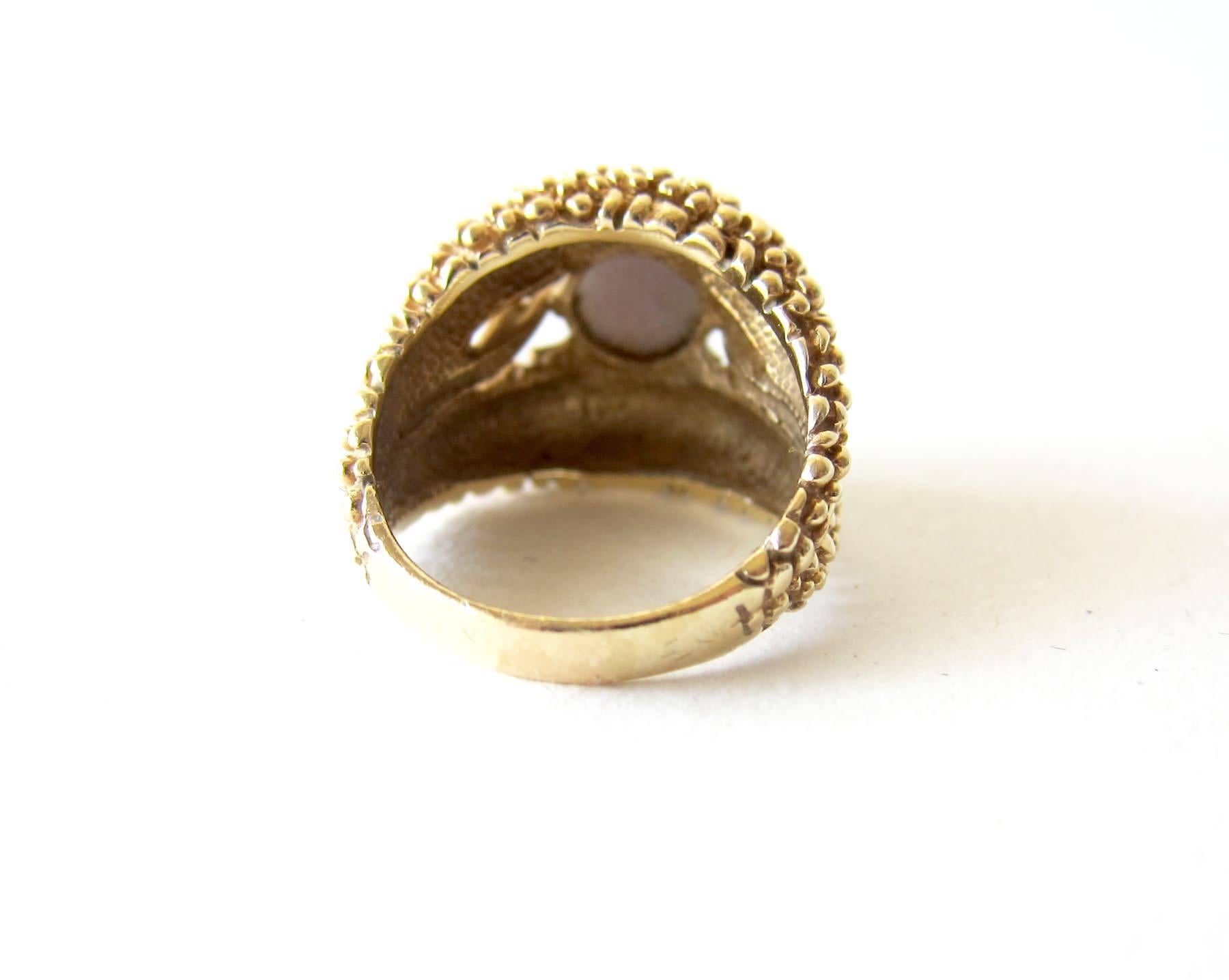 Women's Gold Star Sapphire Diamond Textured Modernist Ring