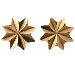 Gold Star Stud Earrings 1970s Vintage Jewelry Celestial