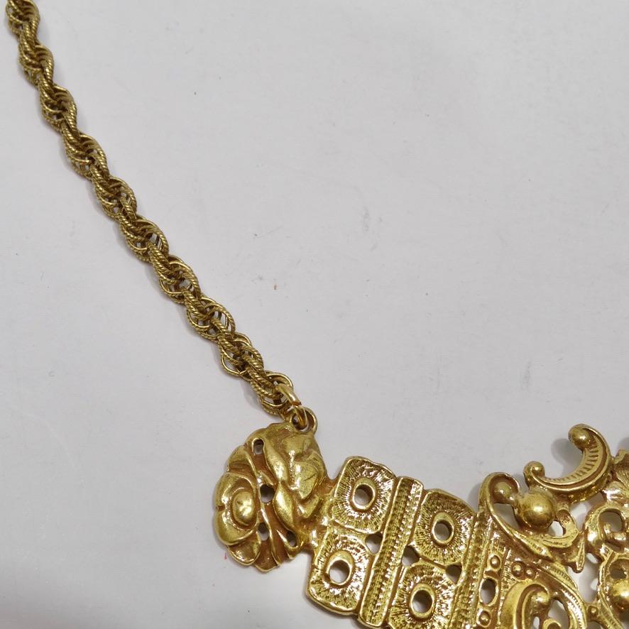 Gold Statement Victorian Necklace In Good Condition For Sale In Scottsdale, AZ