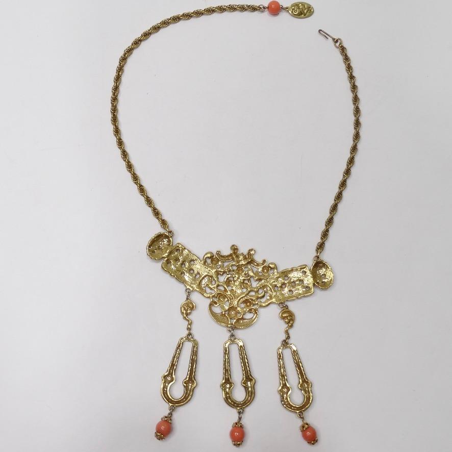 Gold Statement Victorian Necklace For Sale 1