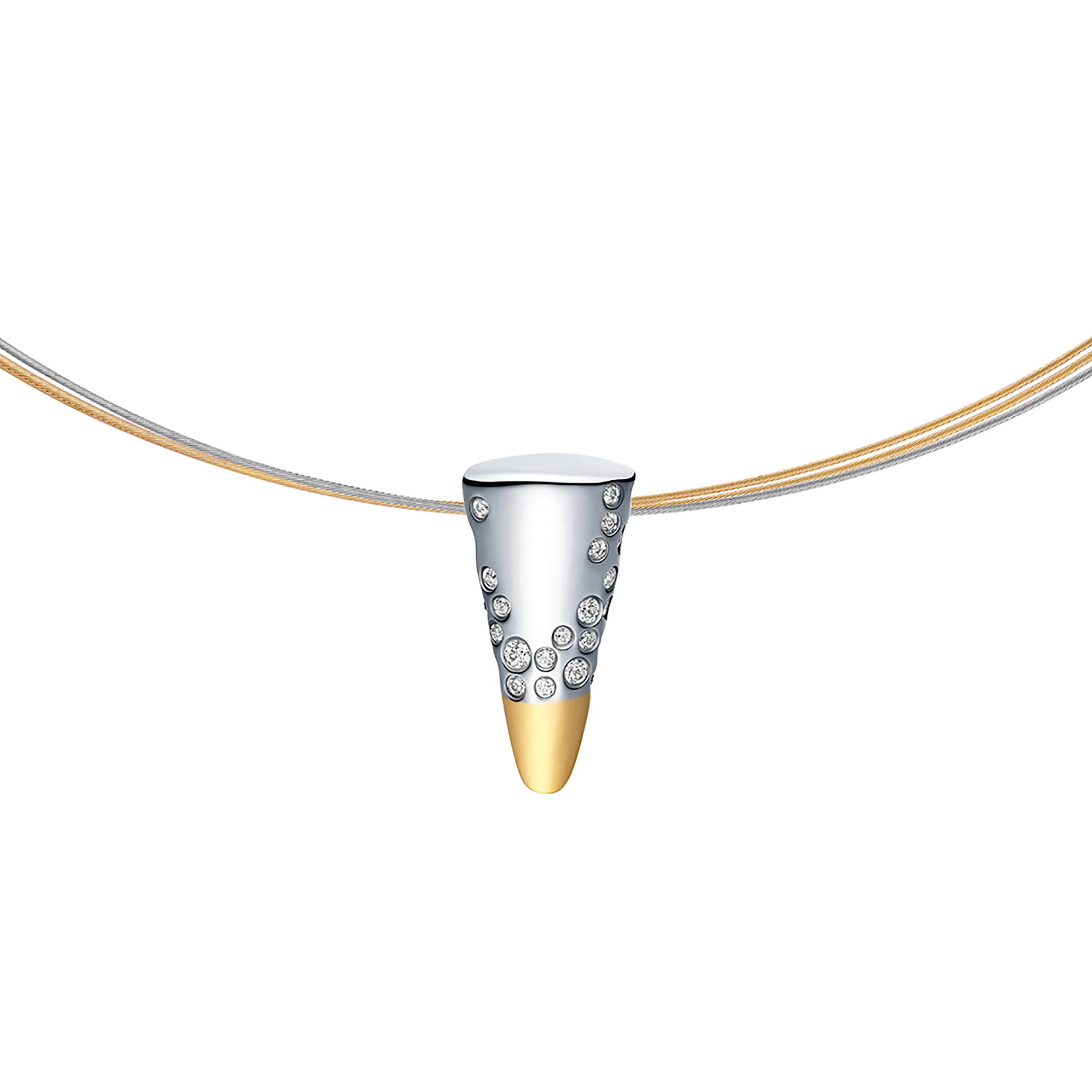 The Static Diamond necklace by Mistova, is from the NOVA 01 collection which explores the transition from square to round. The necklace is made from 18k white and yellow gold and diamonds.  A versatile piece that is perfect for everyday wear.