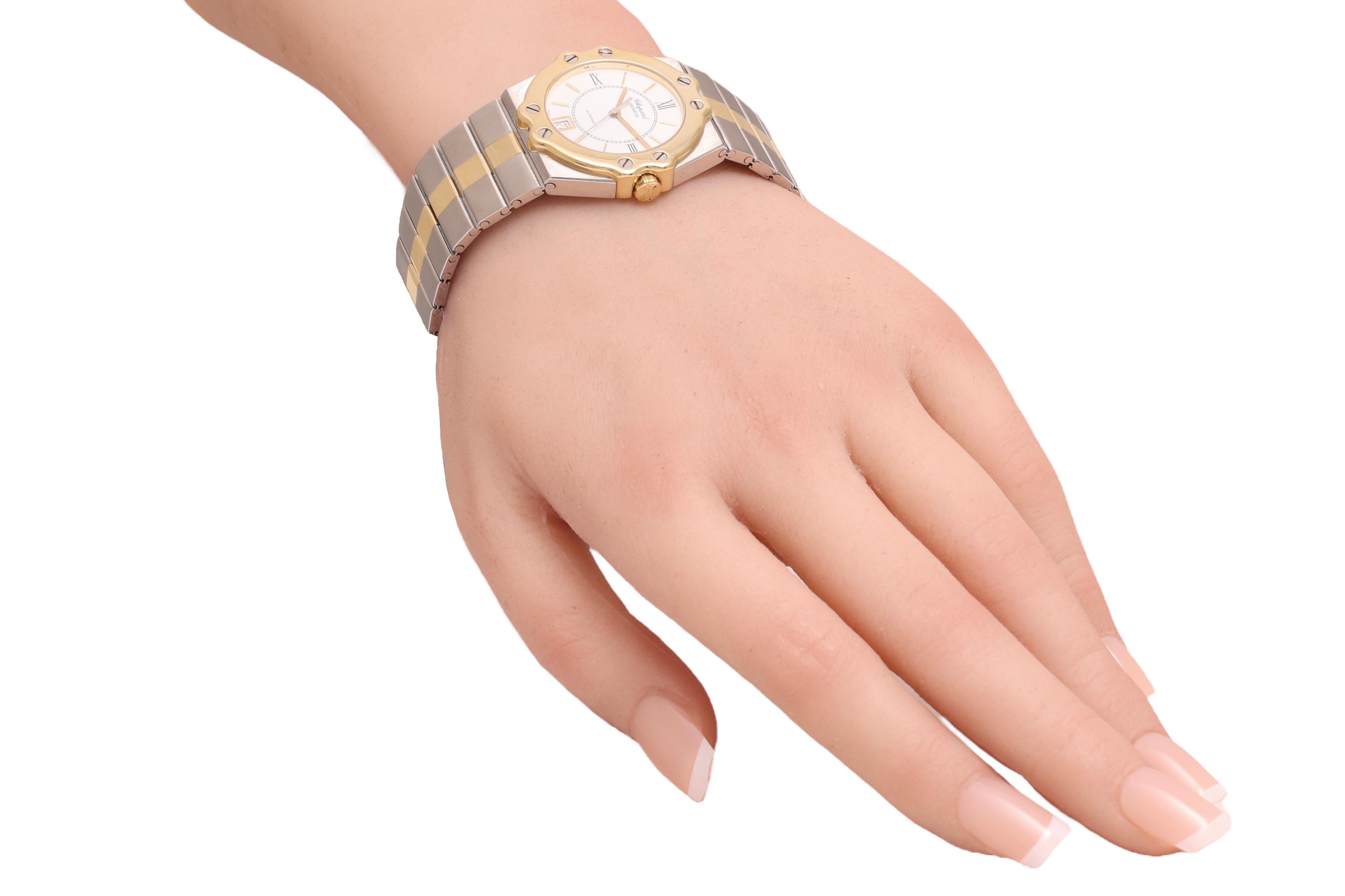 Gold & Steel Chopard St Moritz Automatic Wrist Watch For Sale 5