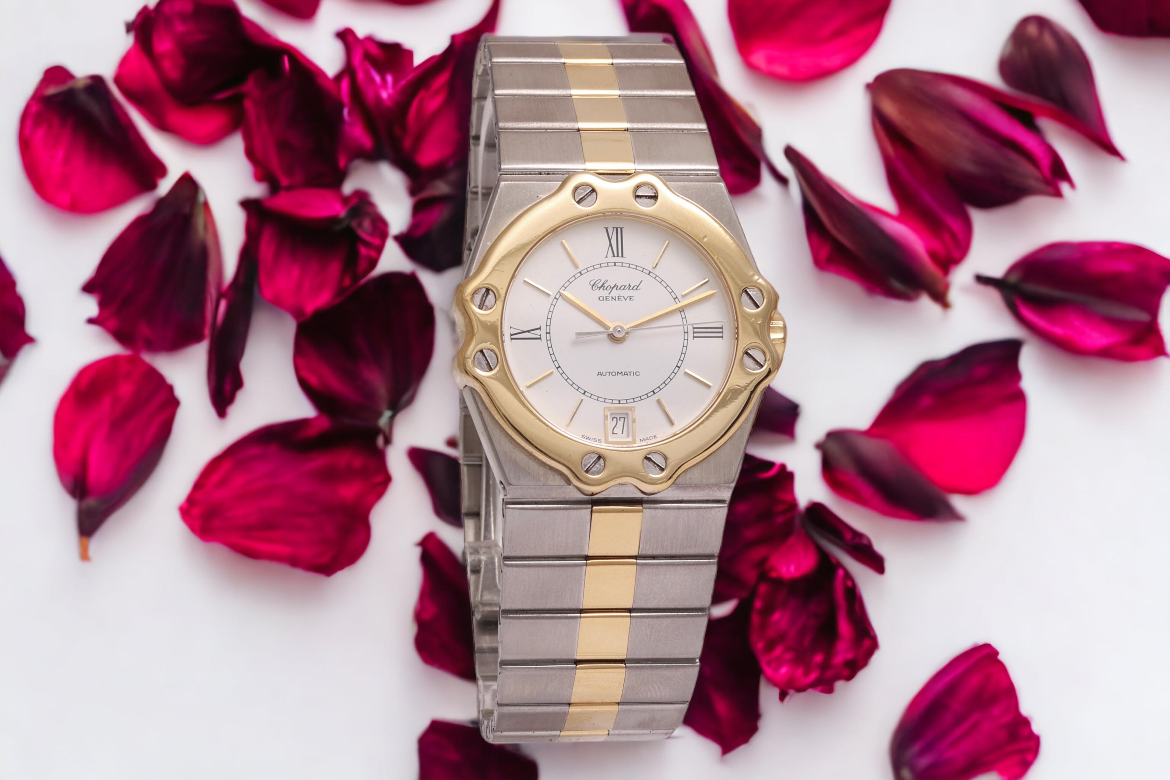 Gold & Steel Chopard St Moritz Automatic Wrist Watch For Sale 9