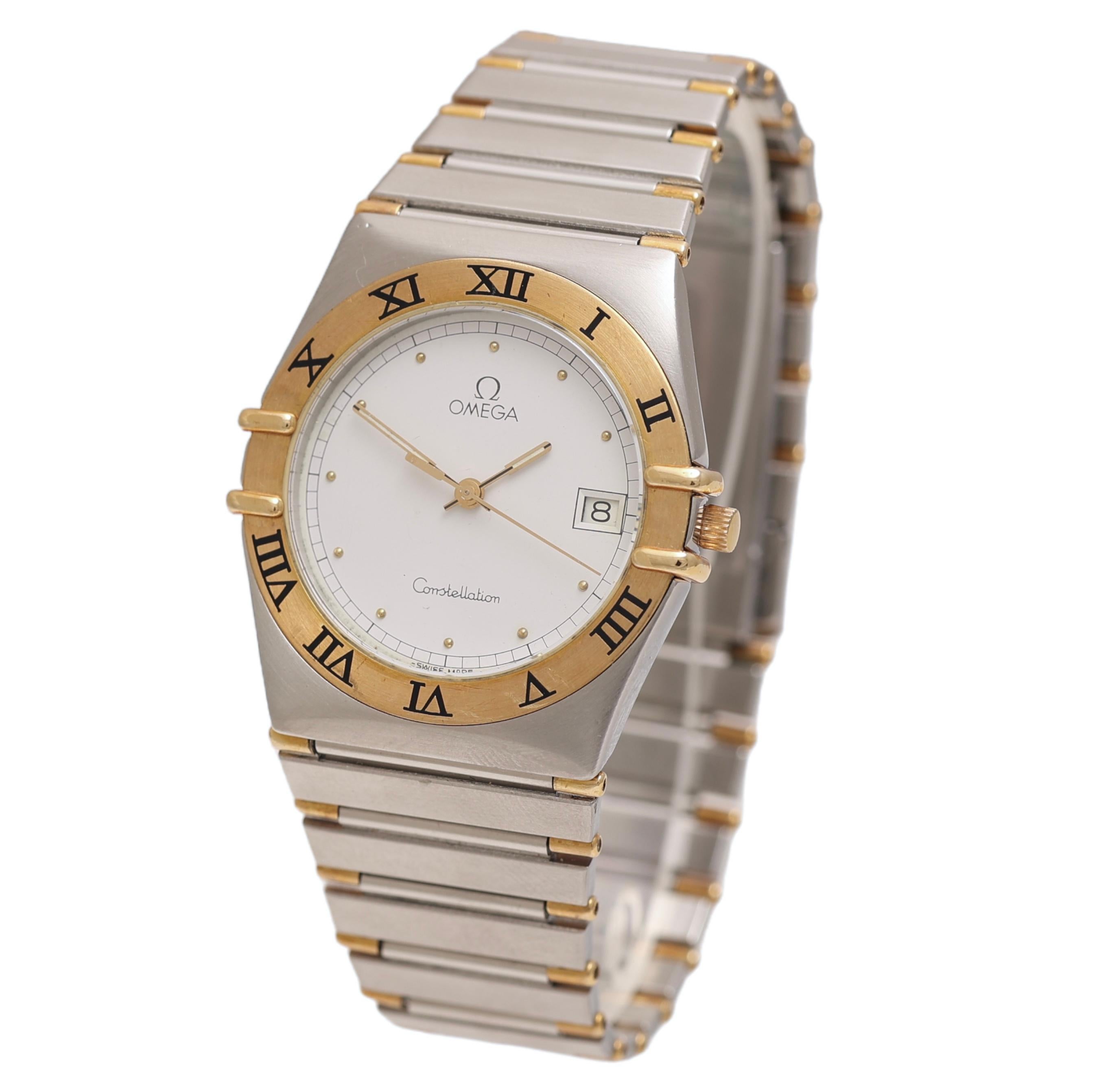 Omega-Konstellation aus Gold und Stahl  Quarz-Armbanduhr im Zustand „Hervorragend“ in Antwerp, BE