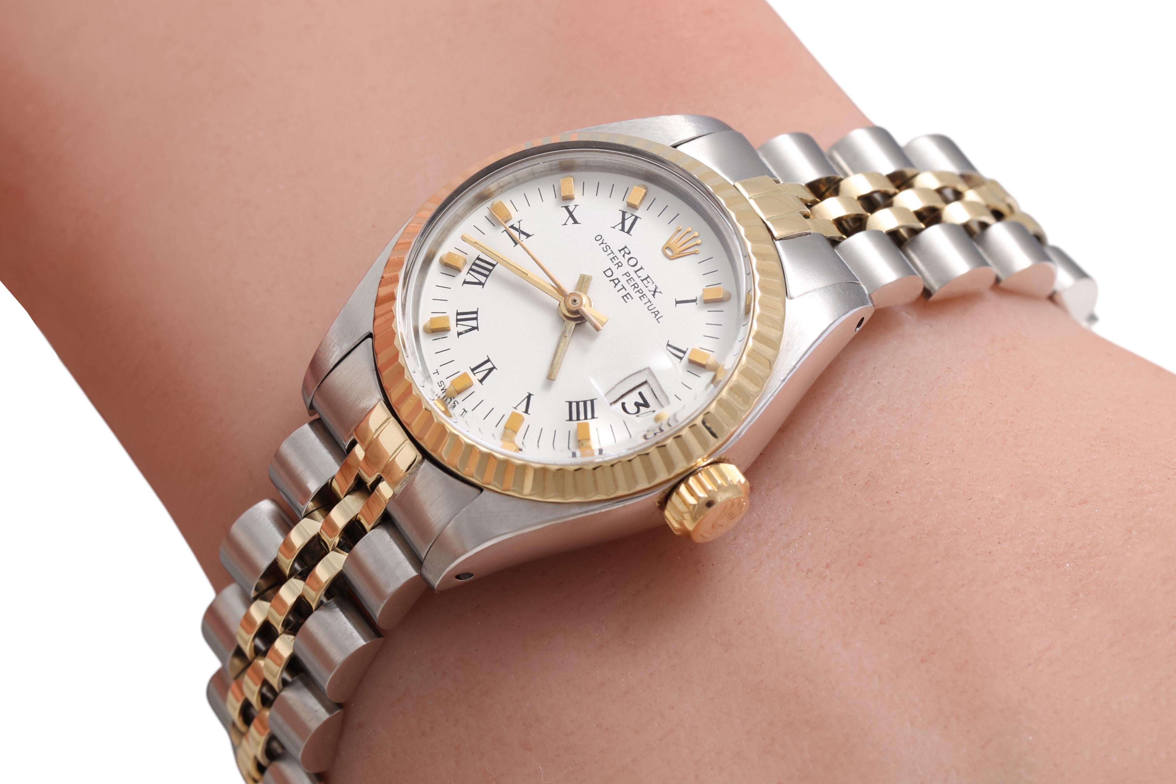 Gold & Steel Rolex Lady Oyster Date , Ref 6917, Automatic Wrist Watch For Sale 6