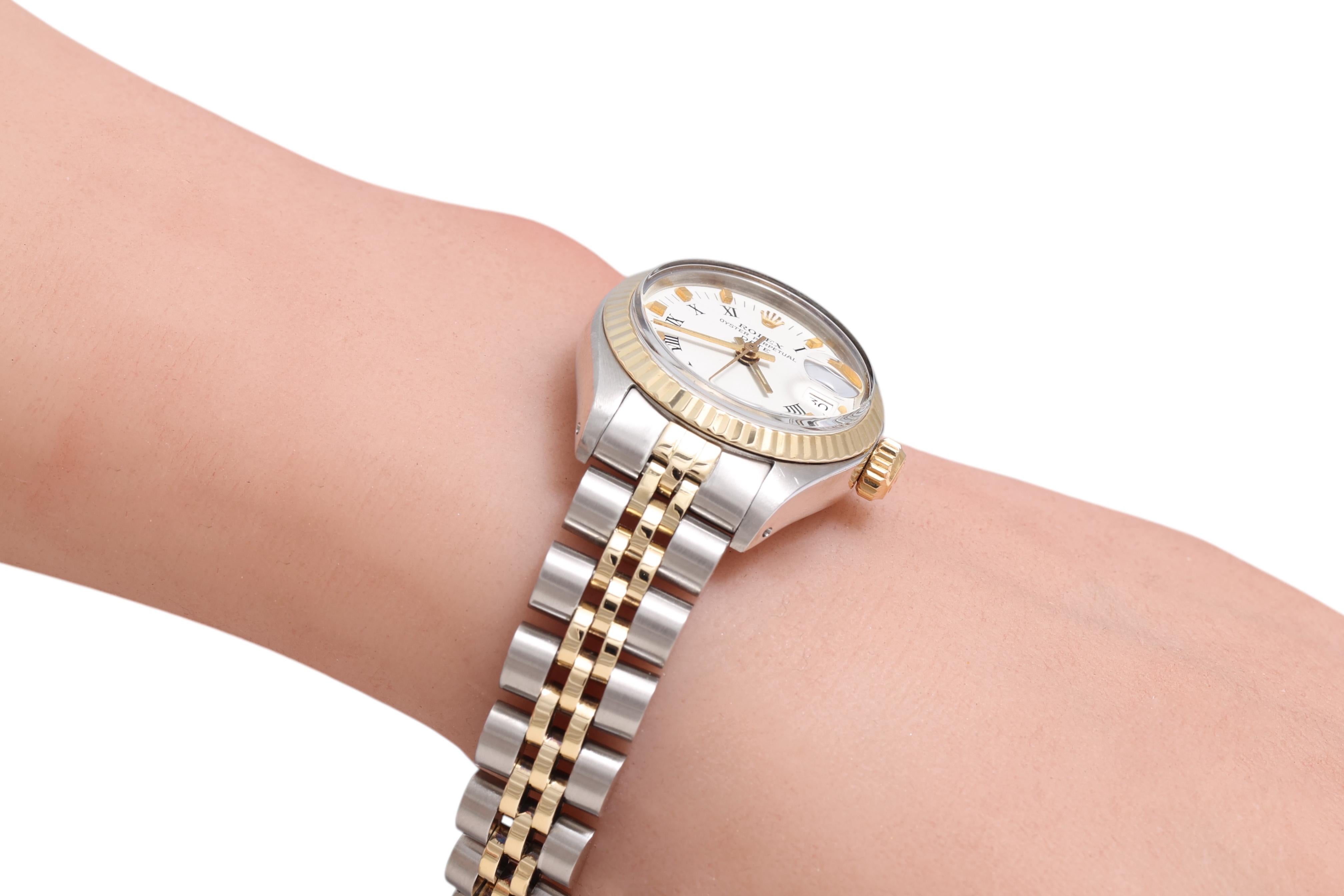 Gold & Steel Rolex Lady Oyster Date , Ref 6917, Automatic Wrist Watch For Sale 7